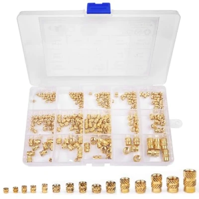 Bild av Newpop 300 stycken gänginsats, smältgänga med sorteringslåda, pressade mässing muttrar, 15 storlekar gängade insert, för 3D tryck, loptop, bil, plastskal
