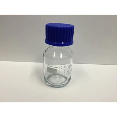 Bild av 50 ml borosilicerat glas laboratorieåtergivande flaska SIMAX (DURAN PYREX EQUIVALENT)