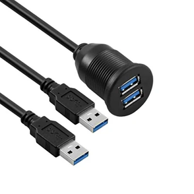 Bild av Baolongking USB panel infälld monteringskabel 1 meter 1,0 m dubbel 3.0 förlängning montering, instrumentbrädmontering, spolmontering, panelmonteringskabel, för bil, båt, motorcykel