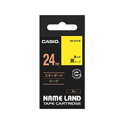 Bild av CASIO EZ Label Printer XR 24YW1 märkband självhäftande 24 mm x 8,0 m svart på gul