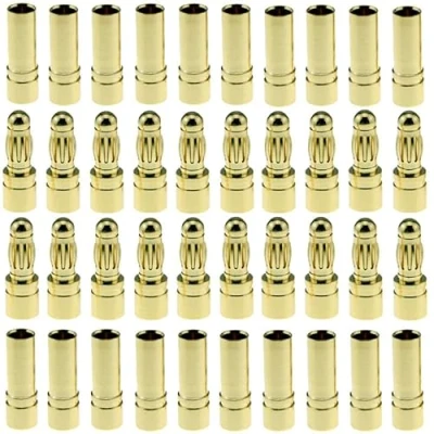 Bild av LinsyRC 20 par guldpläterade 3,5 mm bananplugg kula hane och hona kontakt adapter för RC Lipo Batteri ESC motorer (20 mm)