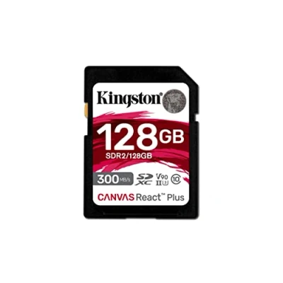 Bild av Kingston Canvas React Plus 128 GB SDXC minneskort UHS II 300R/260W U3 V90 för Full HD/4K/8K SDR2/128GB