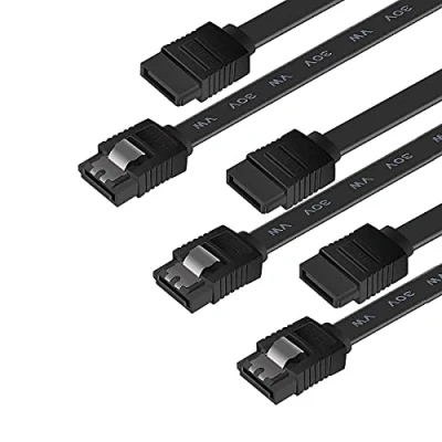 Bild av SATA kabel III, Benfei 3 pack III 6 Gbps rak HDD SDD datakabel med låsspärr 18 tum för HDD, SSD, CD drivrutin, skrivare svart