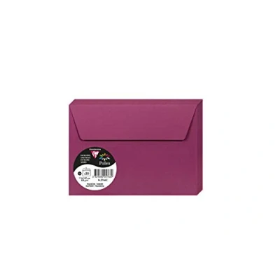 Bild av Clairefontaine 5766C förpackning med 20 självhäftande kuvert format C6 11,4 x 16,2 cm 120 g hallonfärger inbjudan till evenemang och korrespondens pollensortiment premium slätt papper