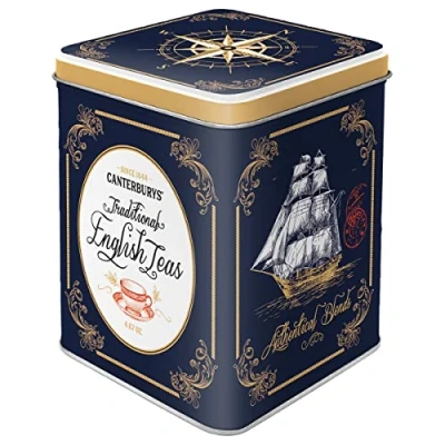 Bild av Nostalgic Art Teburk i retrostil, Traditional English Teas Presentidé för köket, Förvaring av tepåsar och te lös vikt, Deko vintagedesign, 100 g