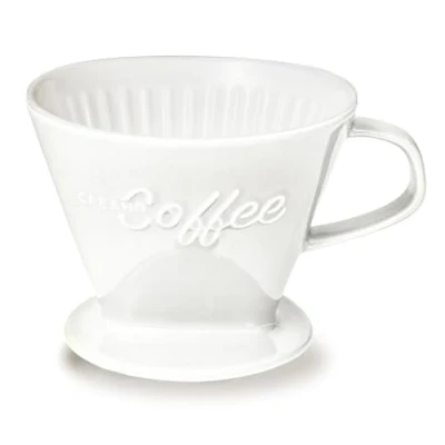 Bild av Creano porslin kaffefilter XXL (vit) för filterpåsar stl. 4 och 6, ca 800 g vikt extremt säkert stativ, observera svårt, finns i 6 färger