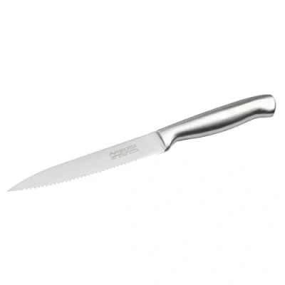 Bild av Nirosta kökskniv tandad star, vass universalkniv, rostfritt stål, praktiskt handtag, handslipad, kant blad, (bladlängd: ca 12 cm), mängd: 1 styck