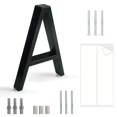 Bild av HASWARE Flytande husnummerskylt 5 tum (12 cm) Moderna dörrenummer Skyltar Platta Street Hemadress Siffror (Svart, A)