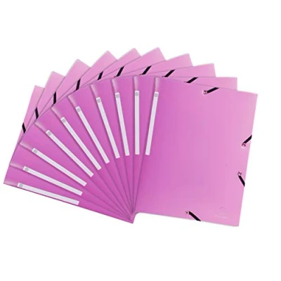 Bild av Exacompta 55820E förpackning (med 10 PP samlarmappar med 3 flikar, elastiskt band, ogenomskinligt, perfekt för dina dokument DIN A4) stycken rosa