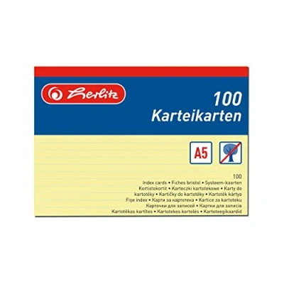 Bild av herlitz indexkort A5, linjerat, gult, 100 stycken