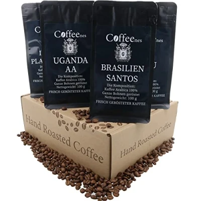 Bild av COFFEENES Coffee Arabica Bean Tasting Set 6 x 100 g Hela Bönor Rostade, Olika Kaffesorter Smaker, Syror och Kropp För Finsmakare Kaffeälskare