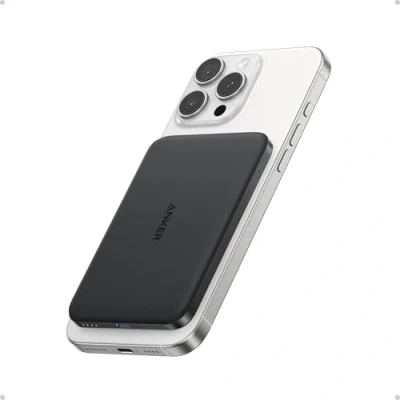 Bild av Anker Nano Powerbank, ultratunt magnetiskt batteri på 5 000 mAh, Qi2 certifierat, max 15 W, ultrasnabbt MagSafe kompatibelt, ergonomisk design, endast för iPhone 16/15/14/13/12 serien (svart)