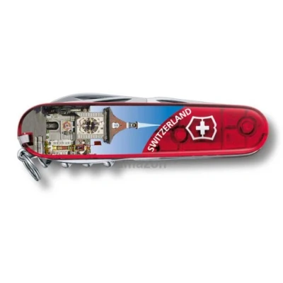 Bild av Victorinox Climber, schweizisk fickkniv, röd transparent, armékniv, BERN