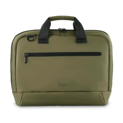 Bild av Hama Laptopväska för bärbara datorer 13,3 tum 14,1 (lätt affärsväska som axelväska eller bärväska, notebookväska med organisatör framfack och innerfack, vattenavvisande, vadderad) oliv