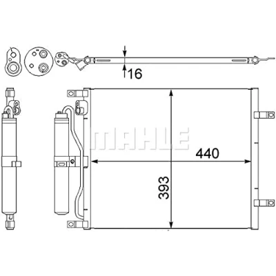 Bild av MAHLE ORIGINAL AC 445 000S Kondensator med packbox, avfuktare 440mm NISSAN: Micra III Hatchback (K12) 1.5 dCi 2003 2010