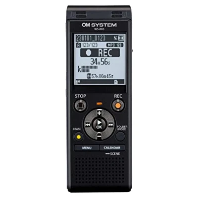 Bild av OM SYSTEM WS 883 högkvalitativ digital diktafon med inbyggda stereomikrofoner, Direct USB, röstbalansering, brusreducering, enkelt läge, lågspärrfilter, intelligent auto läge och 8 GB minne, VCVA