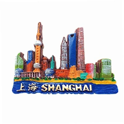 Bild av 3D Shanghai Kina kylskåpsmagnet, hem och kök dekoration magnetiskt klistermärke kylskåp magnet resa souvenir gåva