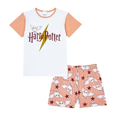 Bild av Harry Potter Flickor Pyjamas, Hedwig kort sommarpyjamas för flickor, åldrarna 7 till 14 år, Rosa, 11 12 Years