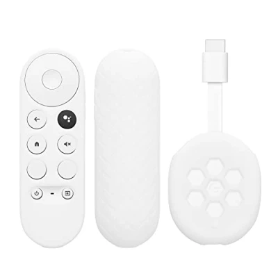 Bild av kwmobile 2 x fodral för fjärrkontroll och strömningsenhet kompatibel med Google Chromecast 2020 4K (inte ny generation) silikonfodralset TV tillbehör i vitt