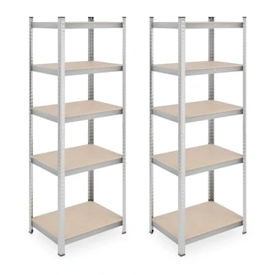 Bild av Relaxdays Kraftig lasthylla set om 2, 500 kg, stål, förvaringshylla, källare, garage, för anslutning, HBT: 180 x 60 45 cm, silver