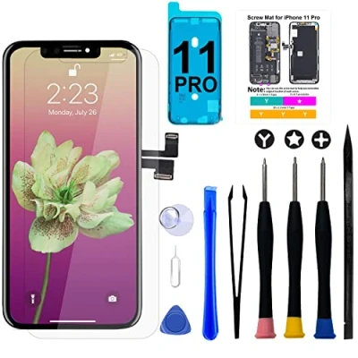 Bild av Brinonac för iPhone 11 Pro Skärmbyte, 5,8 tum LCD Display 3D Touch skärm Digitizer Rammonteringssats med reparationsverktyg, klister och härdat glas