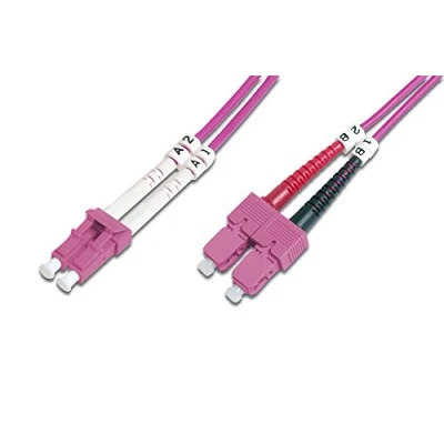 Bild av DIGITUS DK 2532 02 4 Fiberoptisk Kabel OM4 2 m LC till SC Duplex 1/10/40/100 Gbit/s MM Multimode LAN Fibertyp: 50/125 µ Violett (Violet)