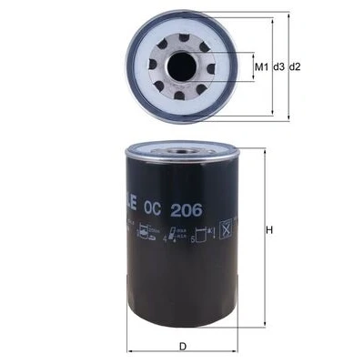 Bild av MAHLE ORIGINAL OC 206 Filtre à huile vissé MAN: M 90, 2000 L, L