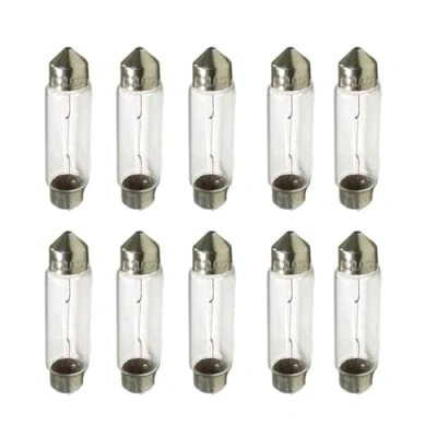 Bild av 10 delar 12V halogenlampa, ersättningslampor för bilar och motorcyklar (T11 C10W 41mm 10W)