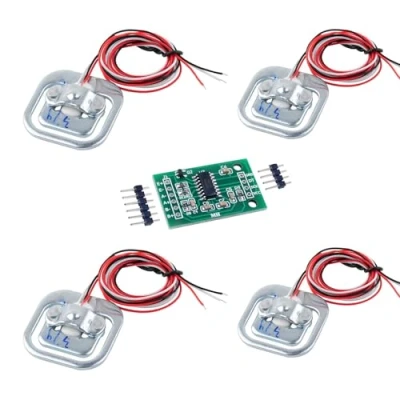 Bild av Geekstory 4 st 50 kg 110lb halv rygg lastcell vägningssensor + HX711 AD viktmodul för Arduino köksvåg, elektroniska köksvågar, smyckesvågar