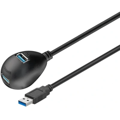 Bild av Goobay 95918 USB 3.0 Hi Speed förlängningskabel med ståluva, 1,5 m svart