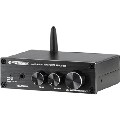 Bild av McGrey MAMP 4100BT Mini HiFi förstärkare 2 x 50 watt effekt Bluetooth®, jack och optisk ingång bands ljudkontroll klämanslutningar för högtalare inkl. strömkabel svart