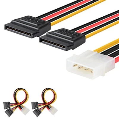 Bild av J&amp;D (2 Pack) 4 stifts Molex (LP4) till Dubbel 15 SATA Y Splitter Kabel Adapter, 20 cm