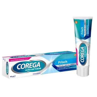 Bild av Corega Ultra självhäftande kräm fräsch för tandproteser/tredje tänder, 1 x 40 g