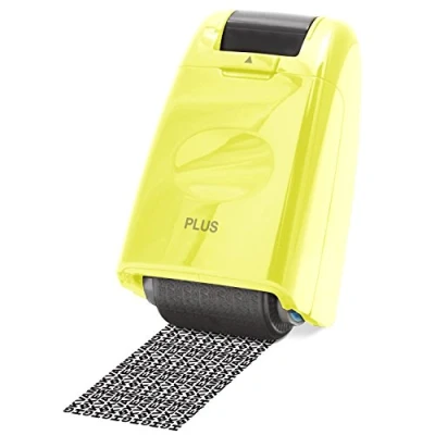 Bild av PLUS Japan, Guard Your ID kamouflage rullstämpel i gul, 1 st förpackning (1 x stämpel)