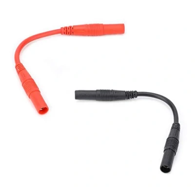 Bild av 10 cm 4 mm testledning Bananplugg Multimeter Probe Testkabel, Dual Jack Test Kabel, Banan Plug Leder Prober (svarta och röda)