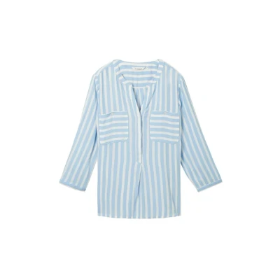 Bild av TOM Tailor Striped Blus, Storlek: 46, Offwhite blue vertical stripe