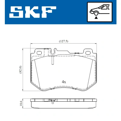Bild av SKF VKBP 80287 Jeu de plaquettes frein préparé pour indicateur d&#039;usure MERCEDES BENZ: Classe C Cabriolet