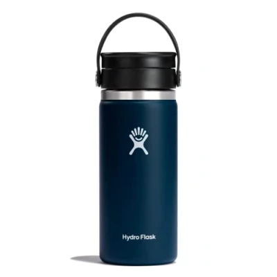 Bild av HYDRO FLASK resetermos 473 ml (16 oz) vakuumisolerad termos av rostfritt stål läckagesäker flexdryckeslock för kaffe storlek öppning indigo