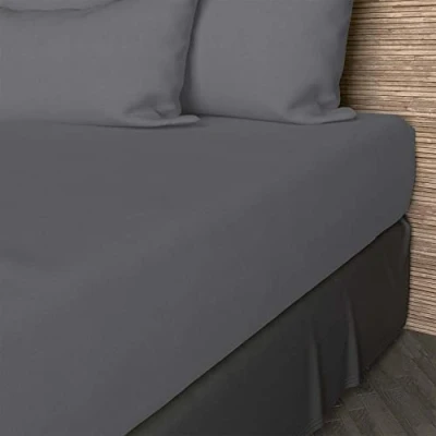 Bild av Drap housse en coton 57 fils 160x200 cm Uni gris Soleil d&#039;ocre Chambre