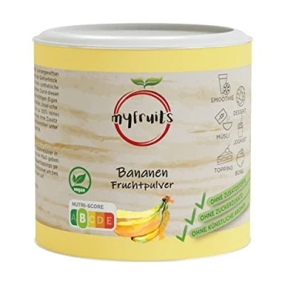 Bild av myfruits® Bananpulver utan tillsatser, 100 % från bananer, frystorkade, fruktpulver för smoothie, shakes &amp; yoghurt (70 g)