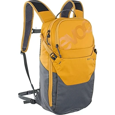 Bild av EVOC RIDE 8 cykelryggsäck, trekkingryggsäck för stigar och andra aktiviteter (smart fickhantering, ventilerad med AIR PAD ryggvaddering, inkl. 2l HYDRATION BLADDER), Clay Yellow/Carbon Grey