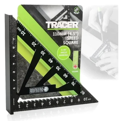 Bild av TRACER Speed Square 110 mm spårvinkel med metrisk och höft talvågar, tak snickerimärkningsverktyg
