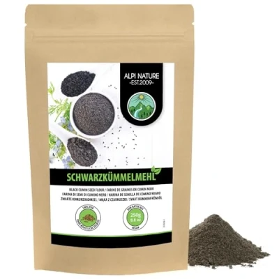 Bild av Svart kummin mald (250 g), svartkumminpulver, svartkumminmjöl, 100 % naturlig, utan tillsatser, svartkumminpulver