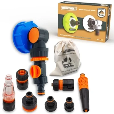 Bild av MaJoCompTec® WATERTWIN vattentank påfyllningsadapter husbil, husvagn, vattenanslutning, tillbehör kompatibel med Gardena (FLEX + CONNECT Set, adapter för tanklock IG60 grov