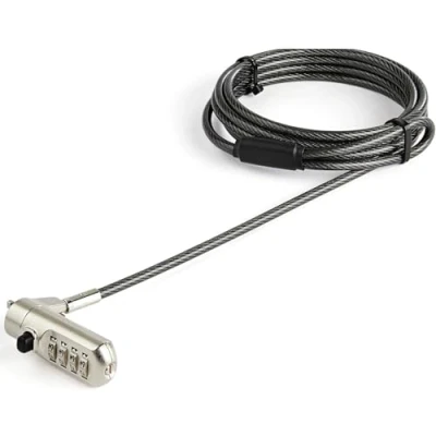 Bild av StarTech.com 2 m kabellås för bärbar dator Nano spår anpassningsbar kombination Compatible with Kensington lås säkerhetskabel TAA kompatibel