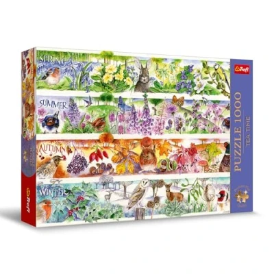 Bild av Trefl Premium Plus Quality Puzzle Tea Time: Fyra årstider 1000 bitar, Serie med nostalgiska målade bilder, för vuxna och barn från 14 år
