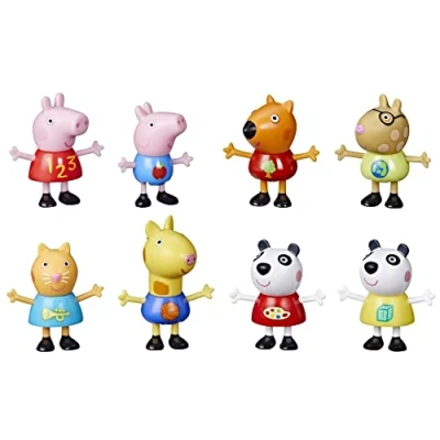 Bild av Peppa Pig figur 8 pack leksak ingår, George Pig, Peggi Panda, Candy Cat och mer, Amazon exklusiv, för åldrarna 3 uppåt