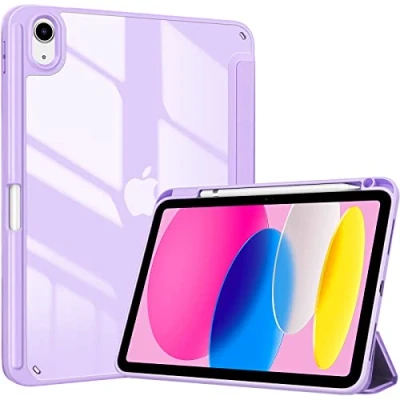 Bild av ProCase fodral för iPad 10. Generation 2022 10,9 tum med pennhållare, stötsäkert smart transparent baksidesskal, skyddsfodral, kompatibelt 10:e generationens lila