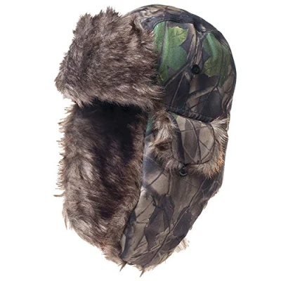 Bild av TKAS Vintermössa varm mössa kamouflage Ushanka skidfångare trupp jakt kallt väder öronklaff hakrem, Grön_kamouflage, 7 1/8/7 1/2