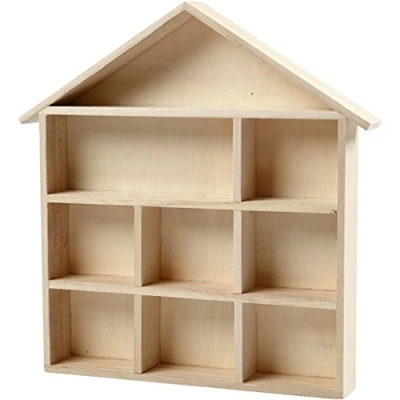 Bild av Creativ 100263 Hyllsystem, husform, storlek 26 x 25,2 cm, H: 3,5 Paulownia, 1 styck